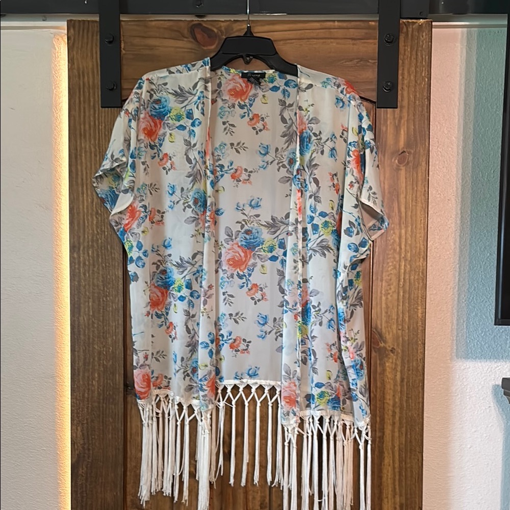 Timing Blue and Orange Floral Blouse